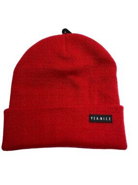 Yea.Nice Legend Knit Scarlet Red Folded Cuff Beanie